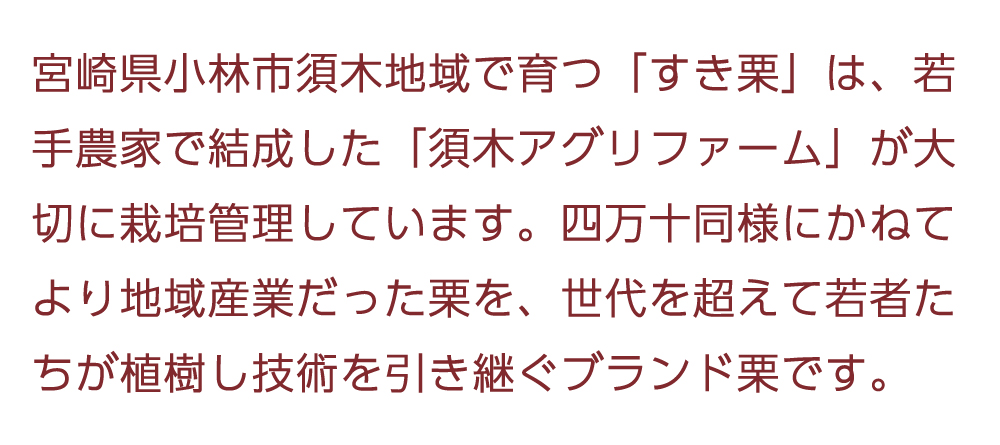 ziguri　しまんと地栗　須木栗　和水栗　高知　四万十　宮崎　熊本　国産栗　和栗　マロン　スイーツ　モンブラン　ケーキ　栗つつみ　栗大福　和菓子　栗きんとん　お取り寄せ　ギフト　プレゼント　贈りもの　包装　ラッピング　のし